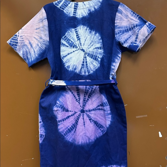 BUSAYO Kuti Tie Belt Button Front Denim Midi Dress Size Large - Picture 9 of 10